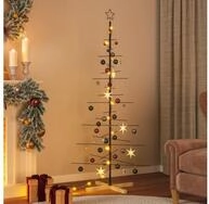 vidaXL K&uuml;nstlicher Weihnachtsbaum, Weihnachtsbaum Metall mit Holzst&auml;nder...