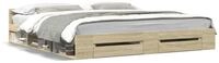 vidaXL Bettgestell, Bettrahmen mit Schubladen Sonoma-Eiche 180x200cm...