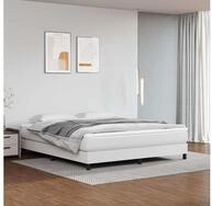 vidaXL Bettgestell vidaXL Boxspringbettgestell Wei&szlig; 160x200 cm Kunstleder