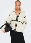 Pl&uuml;schjacke ONLY "ONLPARIS TEDDY JACKET OTW CC", Damen, Gr. M, wei&szlig; (sandwei&szlig;