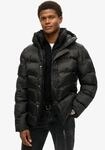 Steppjacke SUPERDRY "Hooded City Graphic Puffer Jkt", Herren, Gr. S, schwarz, Web,