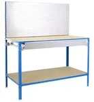 PROREGAL&reg; Werkbank Werkbank Bufallo Light mit Lochwand & 2 Ebenen Traglast...
