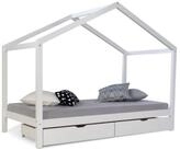 Homestyle4u Kinderbett 90x200 Hausbett Holz Holzbett mit Dach Kinder Grau,...