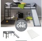Homestyle4u Hochbett Kinder 90x200 mit / ohne Matratze mit / ohne Rutsche Jungen