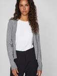 Cardigan VILA "VIRIL SHORT L/S KNIT CARDIGAN-NOOS", Damen, Gr. S, grau (medium grau