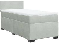 vidaXL Bett Boxspringbett mit Matratze Hellgrau 100x200 cm Samt