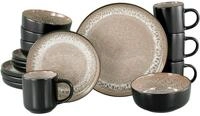 CreaTable Kombiservice Nordic Fjord Beige - Schwarz (16-tlg), 4 Personen,...