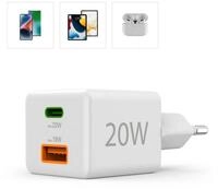 Hama USB-Ladeger&auml;t (Schnellladeger&auml;t Handy, 1x USB-C, 1x USB-A, 20 Watt)