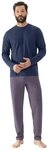 Mey Schlafanzug Red Tile Langarm-Shirt mit Brusttasche