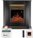 Juskys Elektrokamin, 2000 W Heizung, Flammeneffekt, Fernbedienung, LED-Licht, Timer