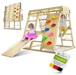 Juskys Kletterger&uuml;st Maxi, f&uuml;r Kinder, Holz, Indoor Spielplatz klappbar,...