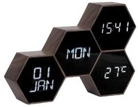 Karlsson Uhr Wecker Digitalwecker Six in the Mix Dunkles Holz