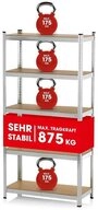 EASYmaxx Trittleiter Schwerlastregal mit 5 belastbaren Holzb&ouml;den 180x90x40cm