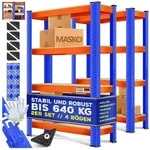 MASKO Schwerlastregal, 2er-Set Lagerregal aus Metall mit verstellbaren Ablagen...