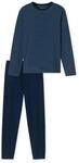 Schlafanzug SCHIESSER "Pyjama Casual Essentials", Herren, Gr. S, blau (dunkelblau),