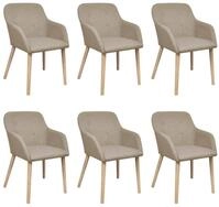 vidaXL Esszimmerstuhl vidaXL Esszimmerst&uuml;hle 6 Stk. Beige Stoff und Massivholz...