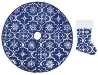 vidaXL Weihnachtsbaumdecke, Luxus-Weihnachtsbaumdecke mit Socke Blau 90 cm Stoff