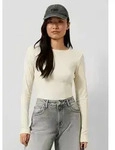 QS Langarmshirt T-Shirt Geripptes Longsleeve beige L (40)