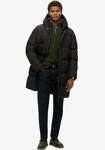 Steppjacke SUPERDRY "HOODED SPORTS PUFFER MID JKT", Herren, Gr. S, schwarz, Web,