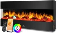 KESSER Elektrokamin, 3D mit Heizung 9 Farbmodi LED Flammeneffekt App &...