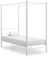 vidaXL Bett, Himmelbett Wei&szlig; Metall 90x200 cm