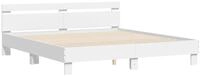 vidaXL Bettgestell 200 x 200 cm Bettgestell mit Kopfteil Wei&szlig; 200x200 cm...