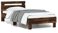 vidaXL Bettgestell, Bettrahmen mit Kopfteil R&auml;uchereiche 90x200 cm...