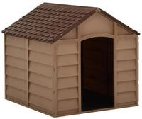 vidaXL Hundezwinger 71 x 715 x 68 cm Hundeh&uuml;tte Braun 71x71,5x68 cm Kunststoff