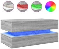vidaXL Ablagetisch, Couchtisch mit LED-Leuchten Grau Sonoma 90x50x40 cm