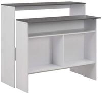 vidaXL Esstisch Bartisch mit 2 Tischplatten Wei&szlig; und Grau 130 x 40 x 120 cm...