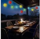 MARELIDA LED-Lichterkette Solar Lampionkette 10 bunte Lampions 8 Funktionen 4,5m