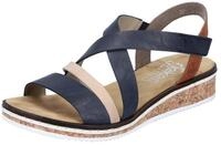 Sandale RIEKER, Damen, Gr. 36, blau (dunkelblau, kombiniert), Lederimitat, Basic,