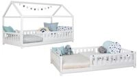 Ticaa Hausbett Duo mit Rausfallschutz aus Kiefer, Bodenbett 100x200, inkl.