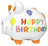 Wurm Spardose KCG Spardose Sparschwein Urlaubskasse Gl&uuml;cksschwein Happy Birthday