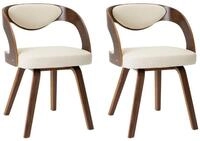 vidaXL Esszimmerstuhl, Essst&uuml;hle 2 Stk. Creme Bugholz und Kunstleder