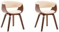 vidaXL Esszimmerstuhl, Essst&uuml;hle 2 Stk. Creme Bugholz und Kunstleder
