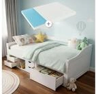 Juskys Stauraumbett Nalu, 90x200 cm Funktionsbett mit Matratze, Lattenrost &