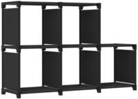 vidaXL B&uuml;cherregal W&uuml;rfelregal mit 5 F&auml;chern Schwarz 103x30x72,5 cm Stoff,...