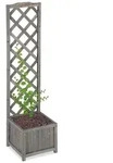 relaxdays Rankgitter Rankkasten mit Rankgitter grau, L grau 38 cm x 147 cm x 38...