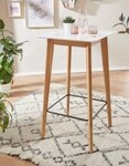 FINEBUY Bartisch FB19386 Stehtisch 60x110x60cm Wei&szlig; Skandinavisch Eiche Tisch