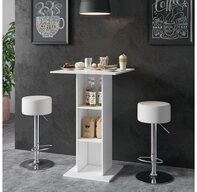 Vicco Bartisch Rodeo, Wei&szlig;, 70 x 70 cm mit 2 Barhockern (3-St)