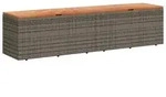 vidaXL Gartenbox Gartentruhe Grau 220x50x54 cm Poly Rattan nholz grau