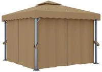 vidaXL Partyzelt Pavillon mit Vorhang 3x3 m Taupe Aluminium