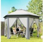 Outsunny Faltpavillon Pavillon Gartenpavillon mit 6 Seitenteilen Doppeldach,...