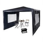 relaxdays Pavillon 3x3 m mit 2 Seitenteilen, mit 2 Seitenteilen, blau