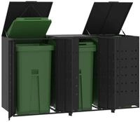 vidaXL M&uuml;lltonnenbox, M&uuml;lltonnenbox f&uuml;r 3 Tonnen Schwarz 207x79x117 cm Stahl