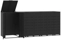 vidaXL M&uuml;lltonnenbox M&uuml;lltonnenbox f&uuml;r 4 Tonnen Schwarz 276x79x117 cm Stahl
