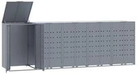 vidaXL M&uuml;lltonnenbox M&uuml;lltonnenbox f&uuml;r 5 Tonnen Grau 345x79x117 cm Stahl