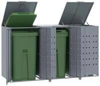 vidaXL M&uuml;lltonnenbox, M&uuml;lltonnenbox f&uuml;r 3 Tonnen Grau 207x79x117 cm Stahl