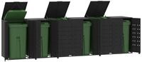 vidaXL M&uuml;lltonnenbox, M&uuml;lltonnenbox f&uuml;r 6 Tonnen Schwarz 414x79x117 cm Stahl